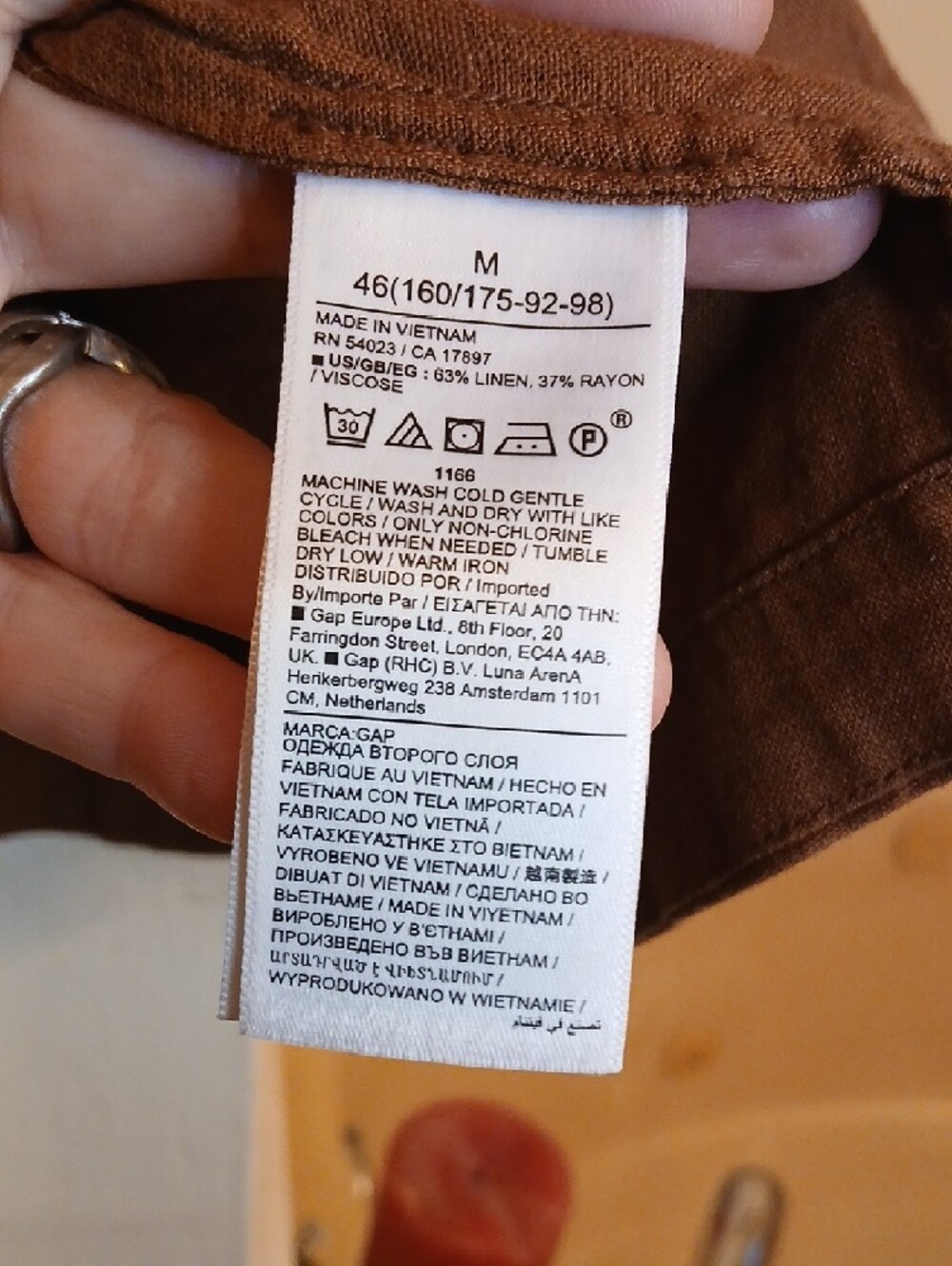 GAP. LINEN,Sleeveless Brown Button-Front Shirt.sz.M - Picture 4 of 7